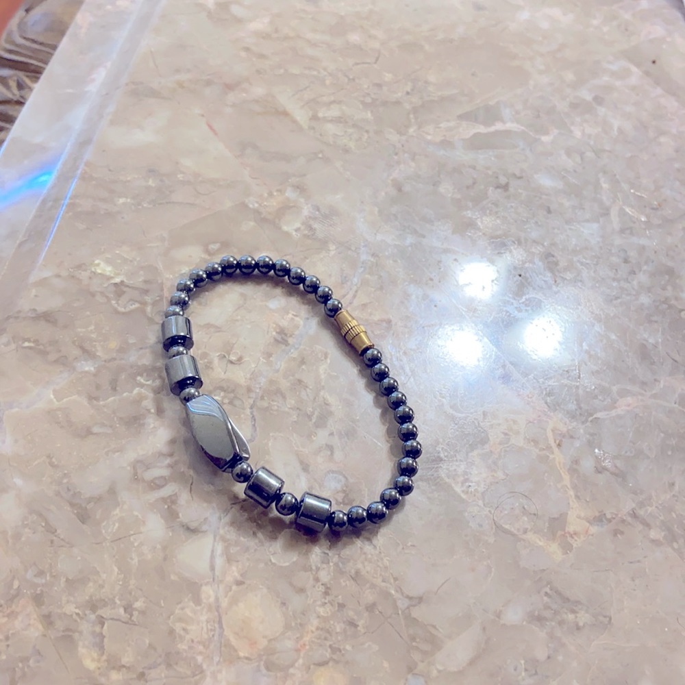 Gray metallic anklet bracelet